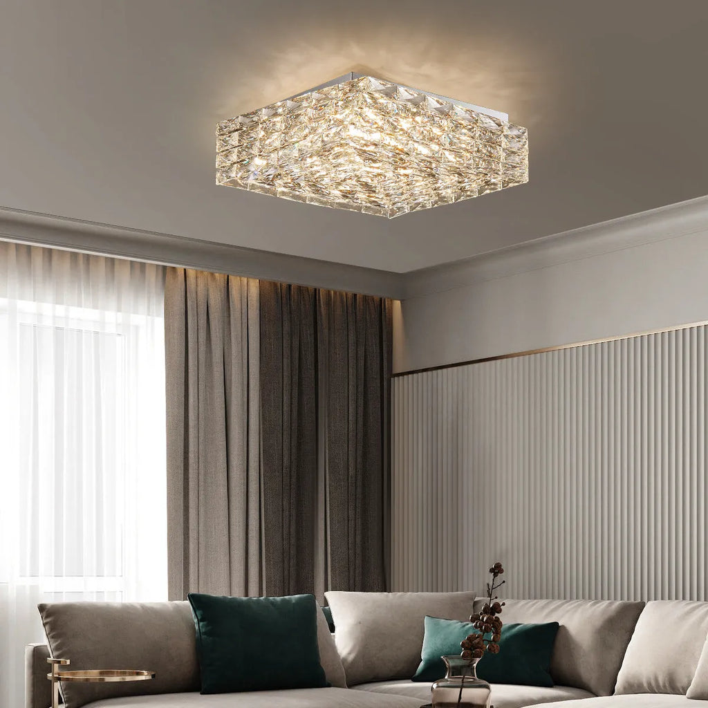 Contemporary Square Clear Kitchen Crystal Ceiling Light - view 6