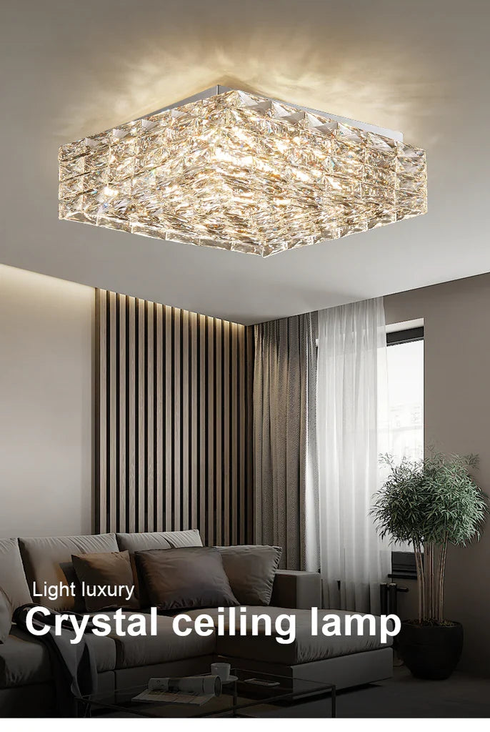 Contemporary Square Clear Kitchen Crystal Ceiling Light - view 7