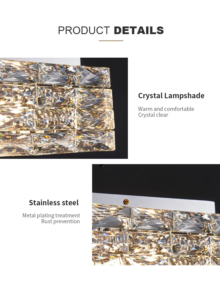 Contemporary Square Clear Kitchen Crystal Ceiling Light - view 8