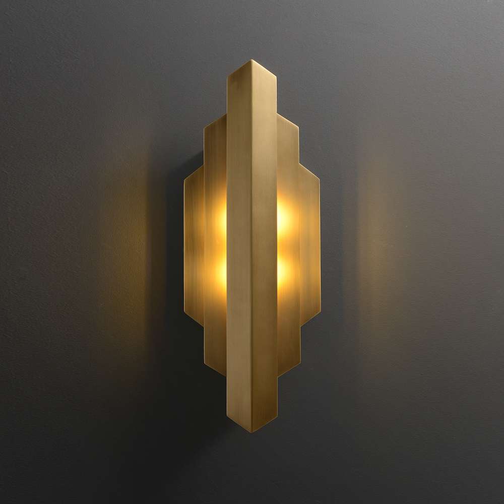Geometric Gold 2-Light Modern Brass Wall Light for Living Room - view 1