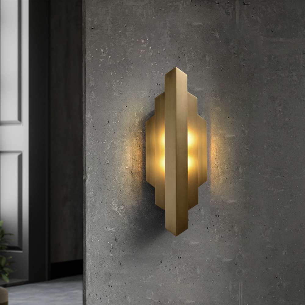 Geometric Gold 2-Light Modern Brass Wall Light for Living Room - view 3