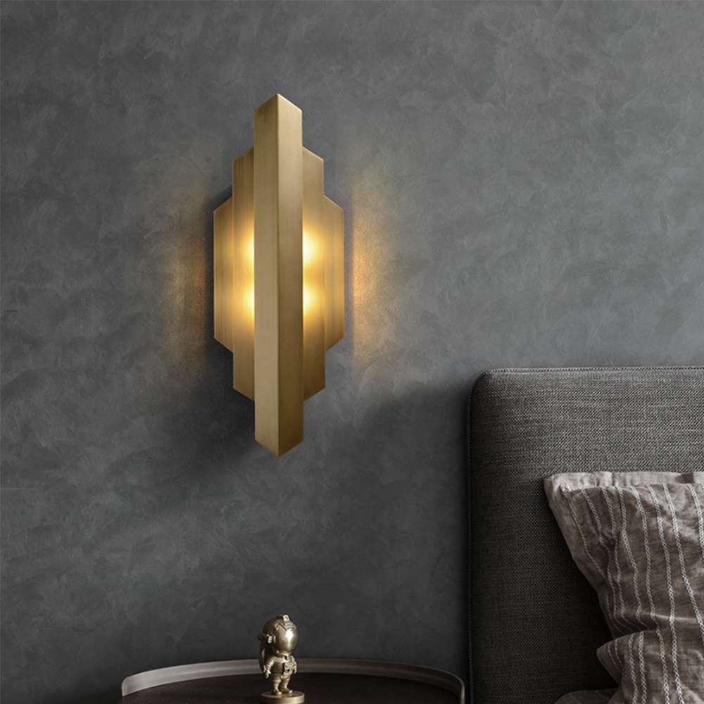 Geometric Gold 2-Light Modern Brass Wall Light for Living Room - view 4