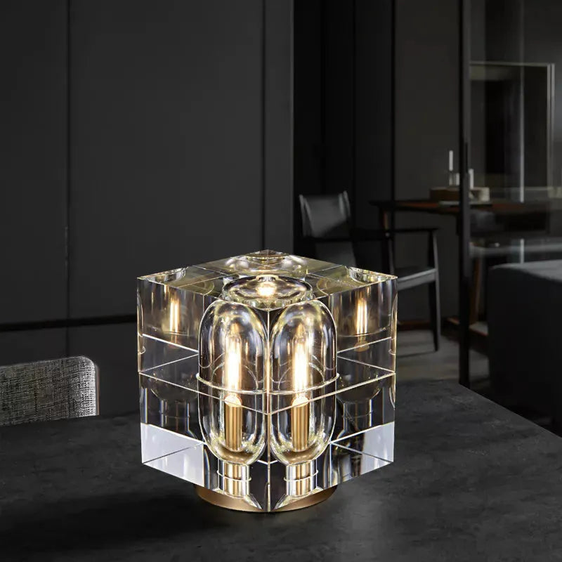Luxury Glacon Square Crystal Shade 6-Light Table Lamps - view 4