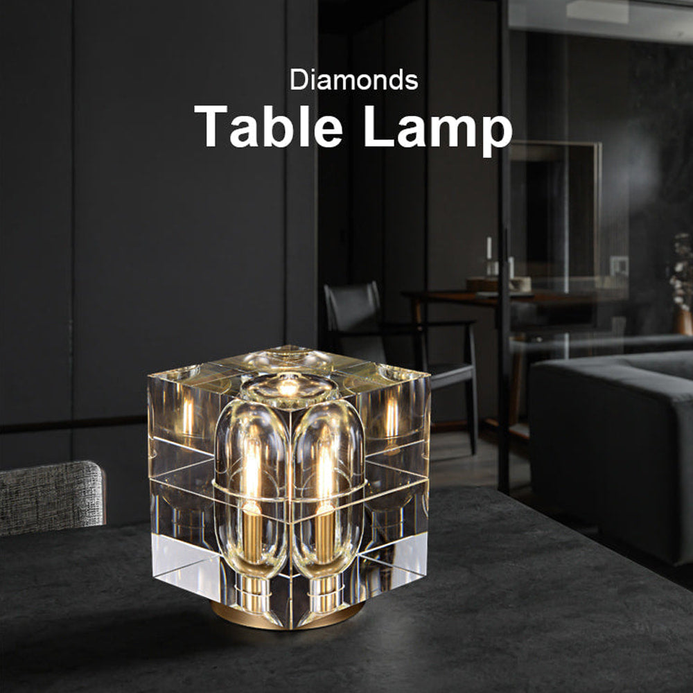 Luxury Glacon Square Crystal Shade 6-Light Table Lamps - view 6