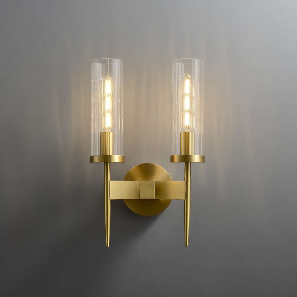 Mid Century Modern Glass Shade Candle Wall Sconces - view 1