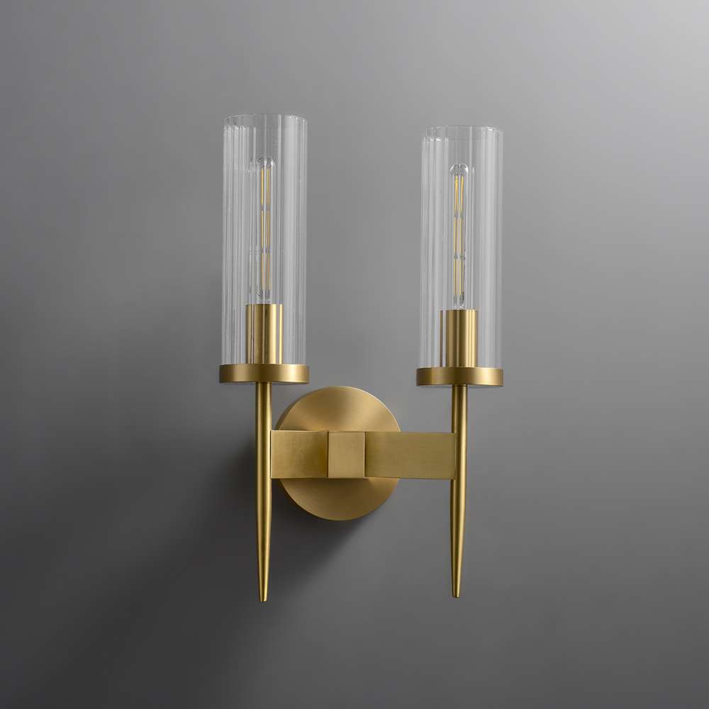 Mid Century Modern Glass Shade Candle Wall Sconces - view 2