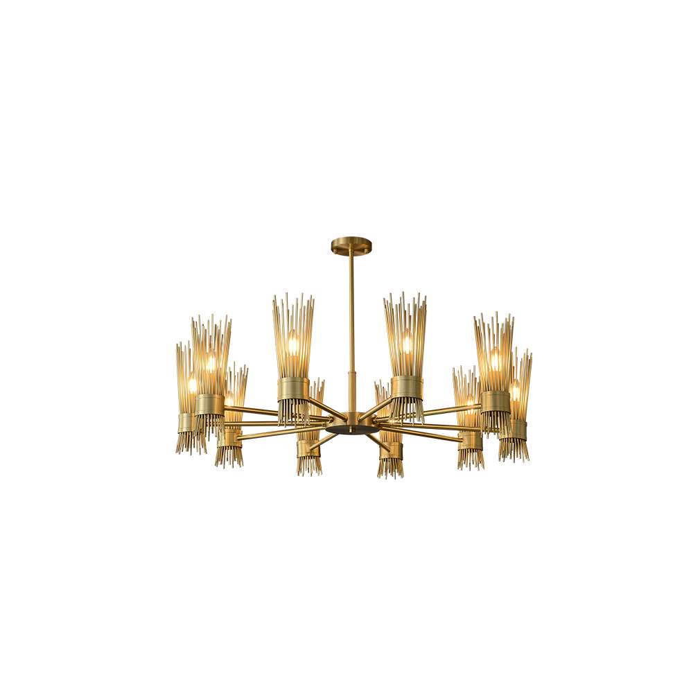 Mid Century Modern Skyla 6-Light All Brass Chandelier - view 10
