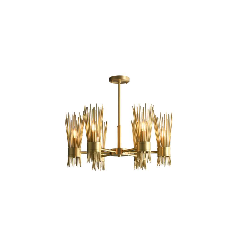 Mid Century Modern Skyla 6-Light All Brass Chandelier - view 8