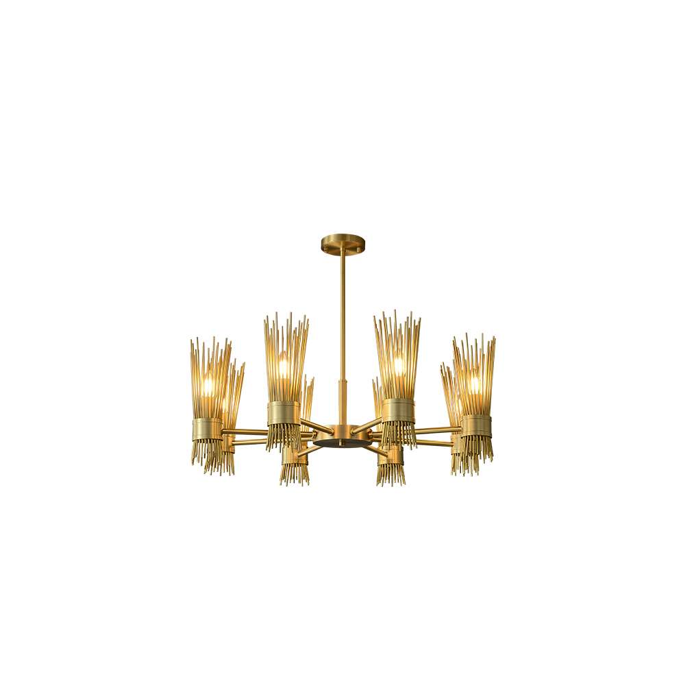 Mid Century Modern Skyla 6-Light All Brass Chandelier - view 9