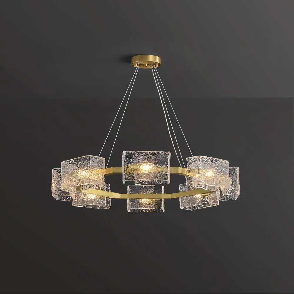 Contemporary Mw-Light Multi-bulb Ice Glass Round Chandeliers - view 1