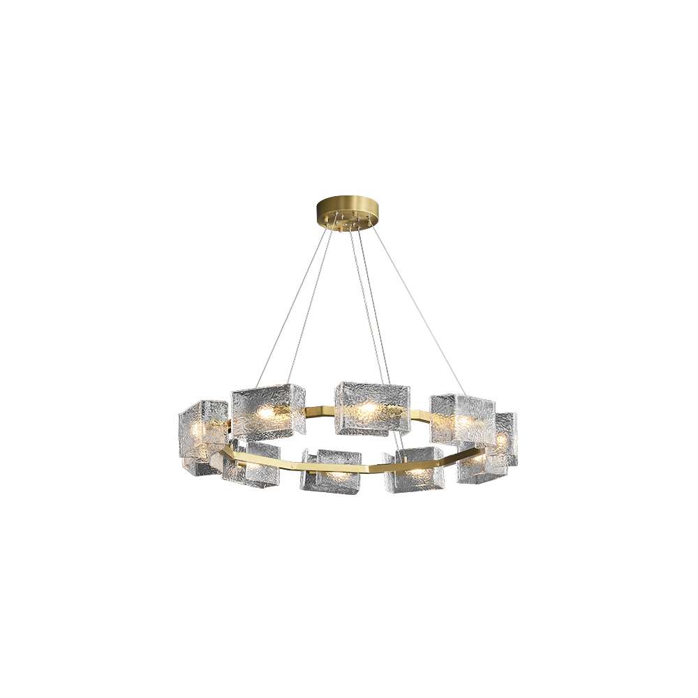 Contemporary Mw-Light Multi-bulb Ice Glass Round Chandeliers - view 10