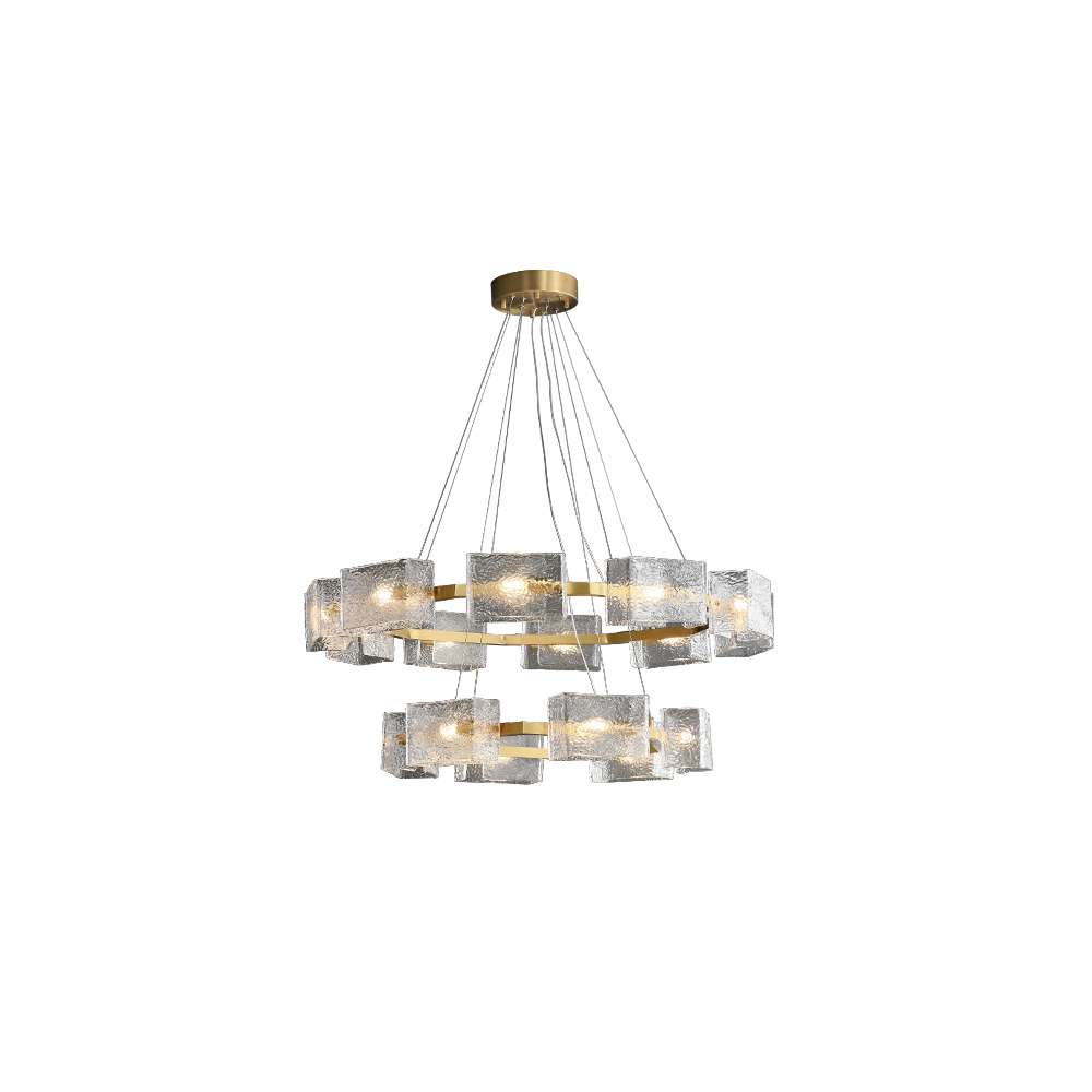 Contemporary Mw-Light Multi-bulb Ice Glass Round Chandeliers - view 11