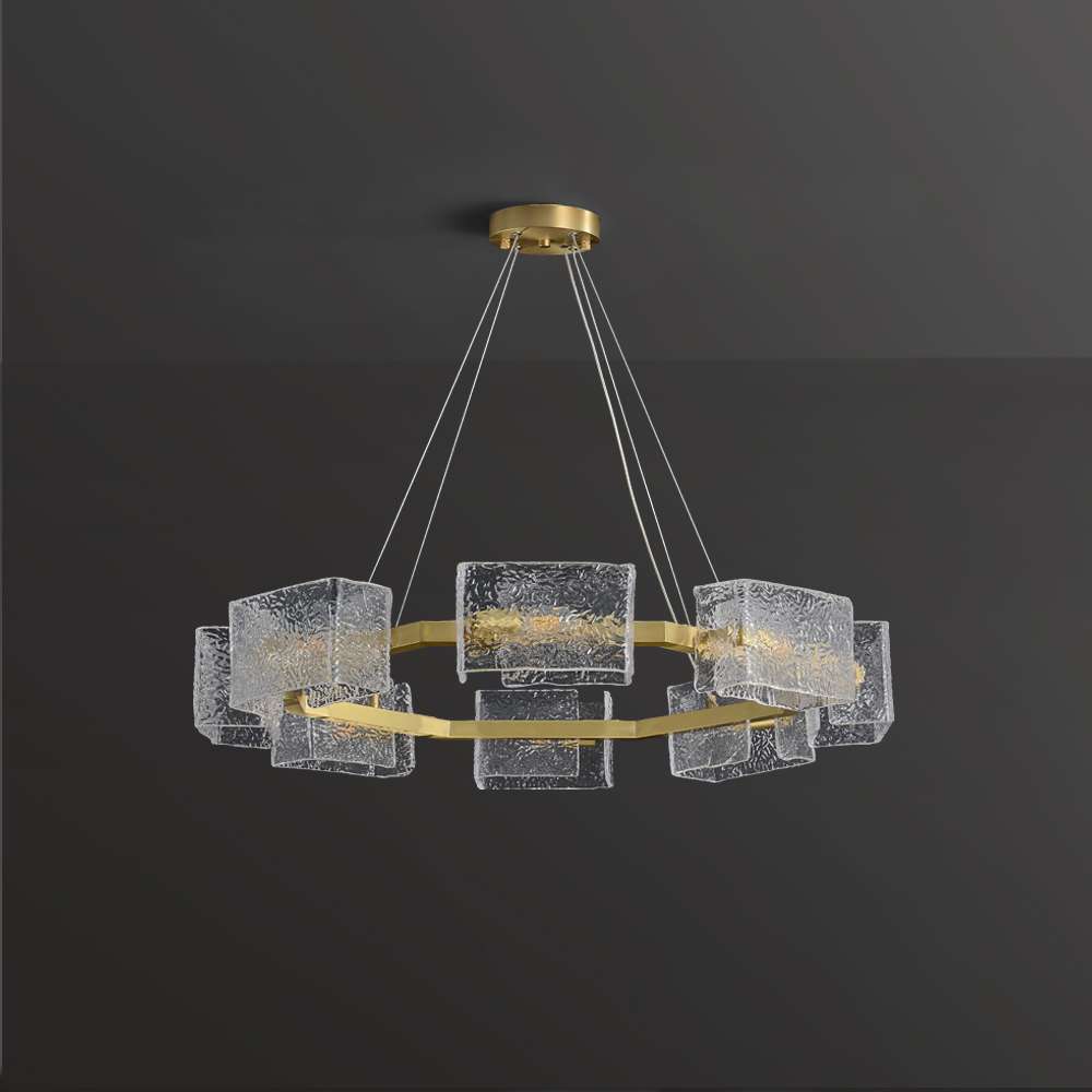 Contemporary Mw-Light Multi-bulb Ice Glass Round Chandeliers - view 2