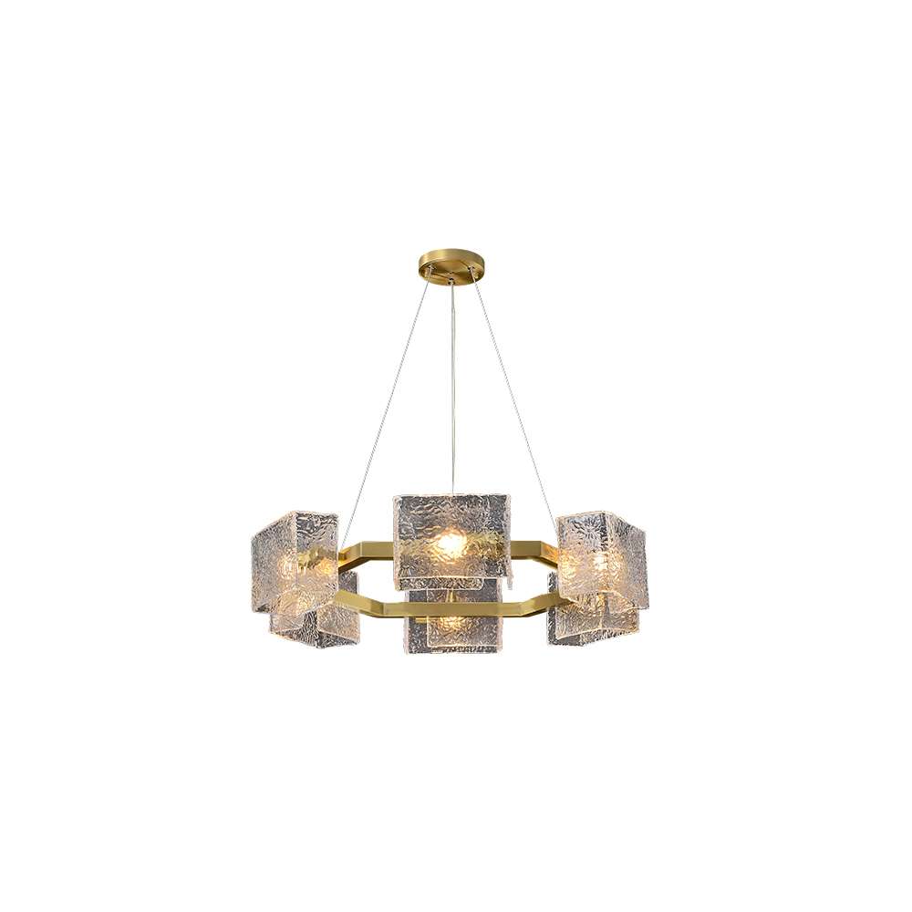 Contemporary Mw-Light Multi-bulb Ice Glass Round Chandeliers - view 8