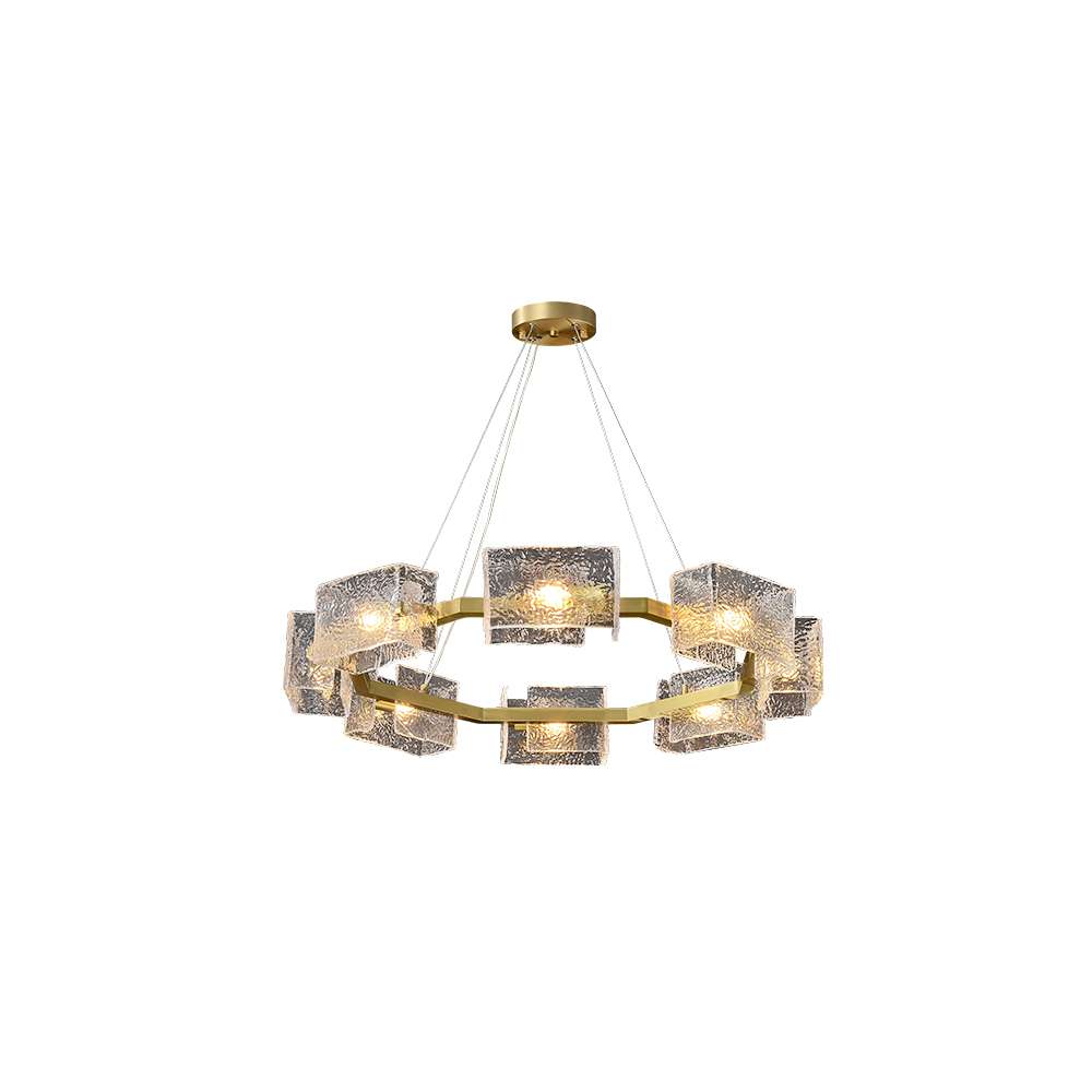 Contemporary Mw-Light Multi-bulb Ice Glass Round Chandeliers - view 9
