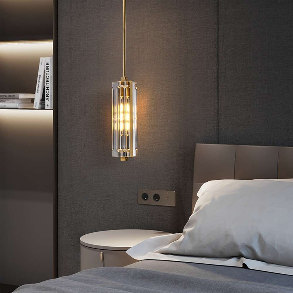 Luxury Avner Single Clear Crystal Hanging Lights in Brass - view 4