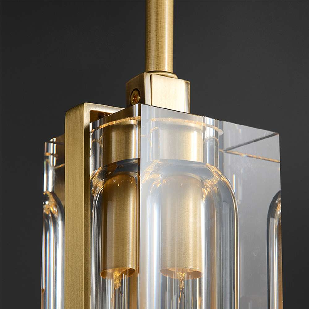Luxury Avner Single Clear Crystal Hanging Lights in Brass - view 7