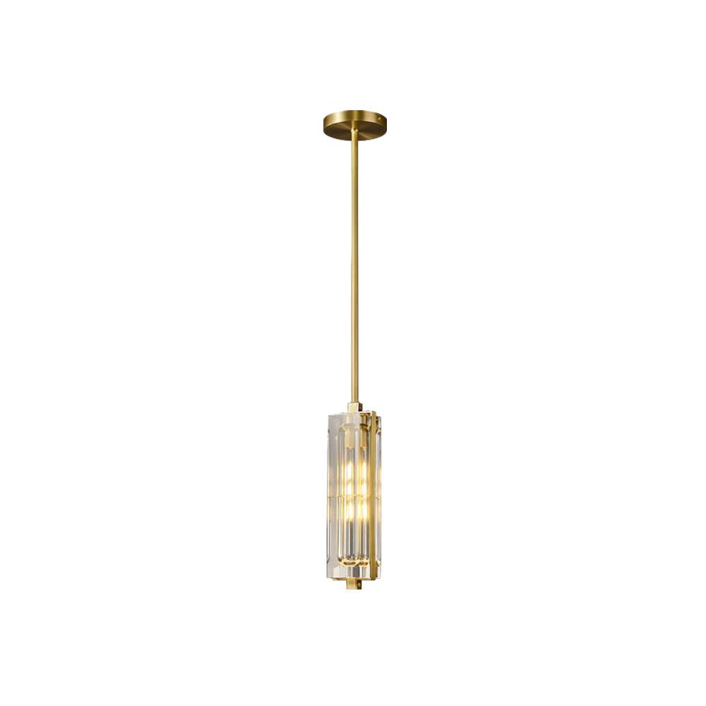 Luxury Avner Single Clear Crystal Hanging Lights in Brass - view 8