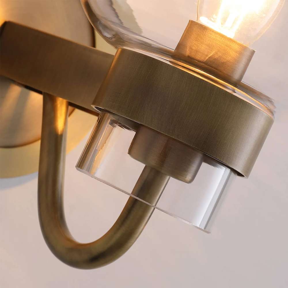 Vintage Clear Glass Wall Sconces in Brass for Living Room - view 7