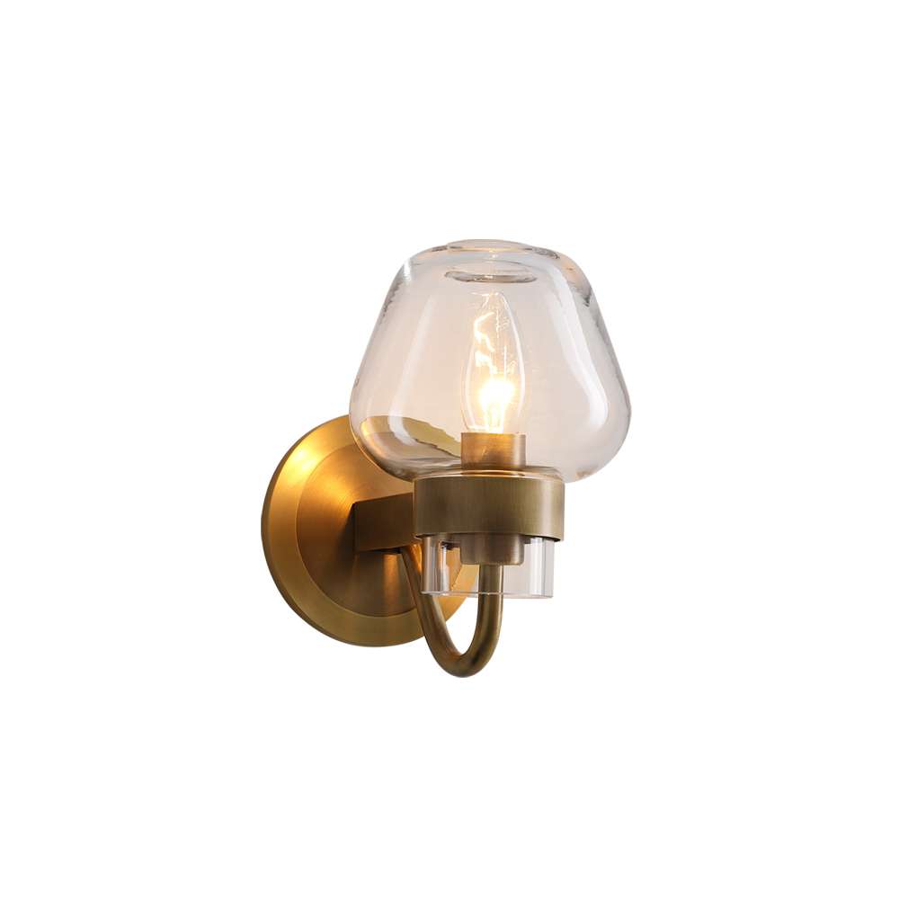 Vintage Clear Glass Wall Sconces in Brass for Living Room - view 8
