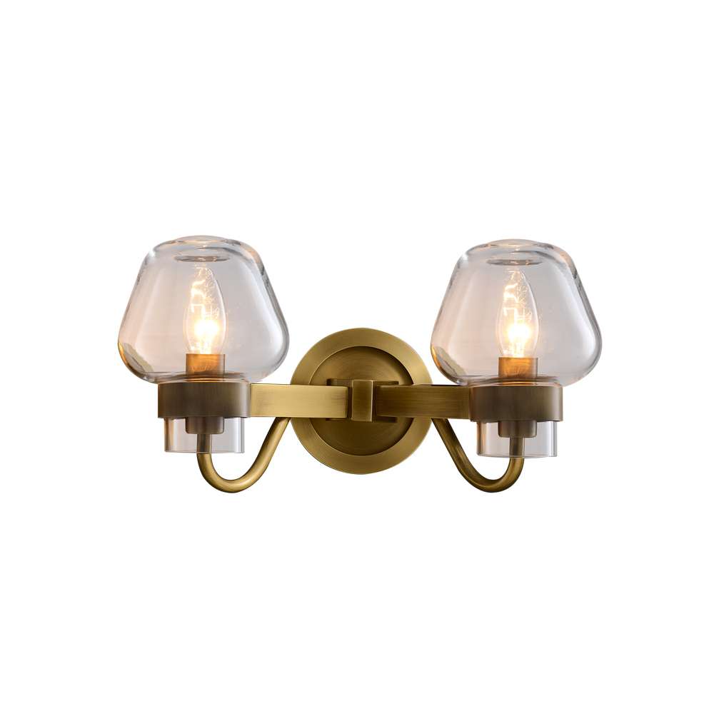 Vintage Clear Glass Wall Sconces in Brass for Living Room - view 9