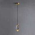 Contemporary Oval Crystal Ball Pendant Light in Brass - view 1