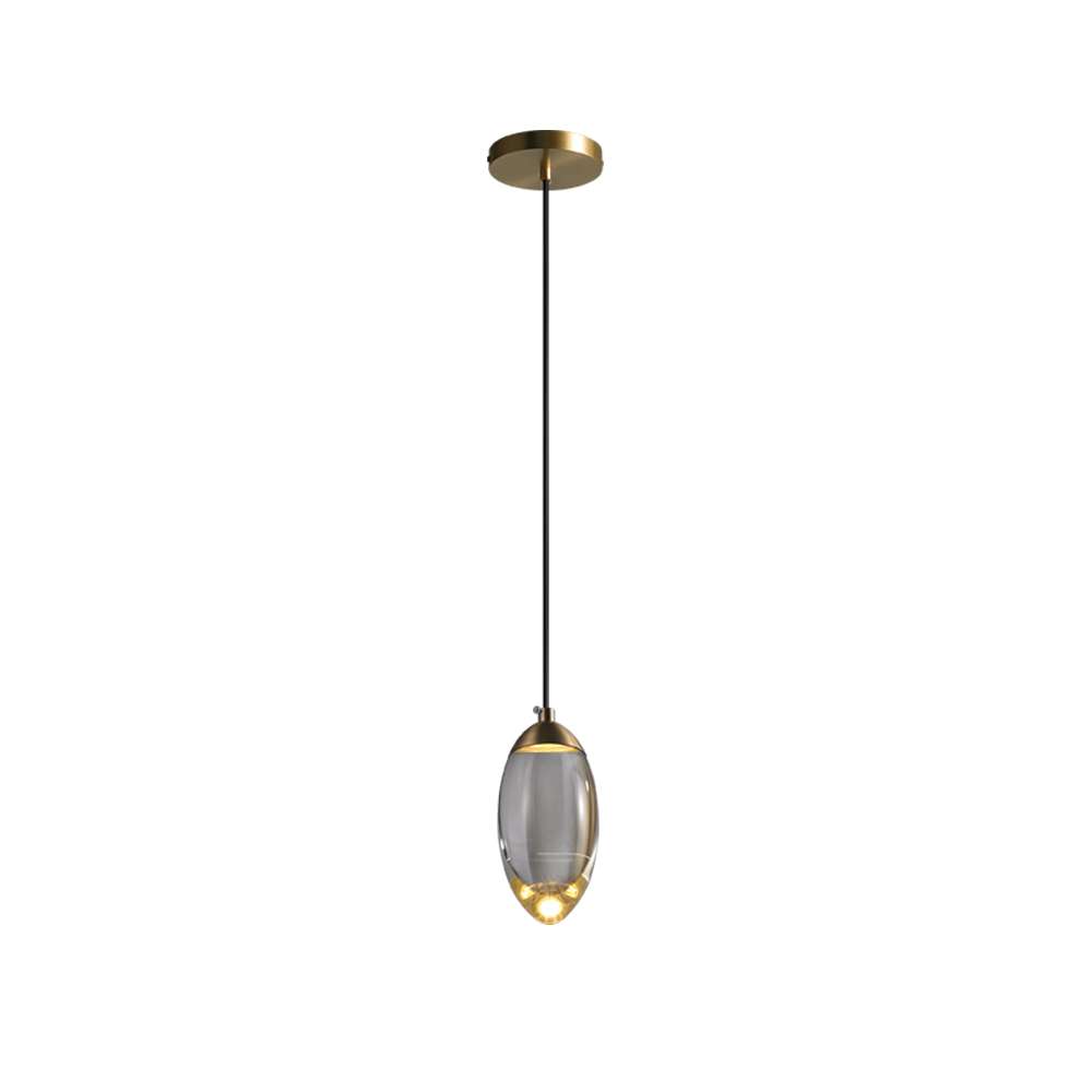 Contemporary Oval Crystal Ball Pendant Light in Brass - view 7