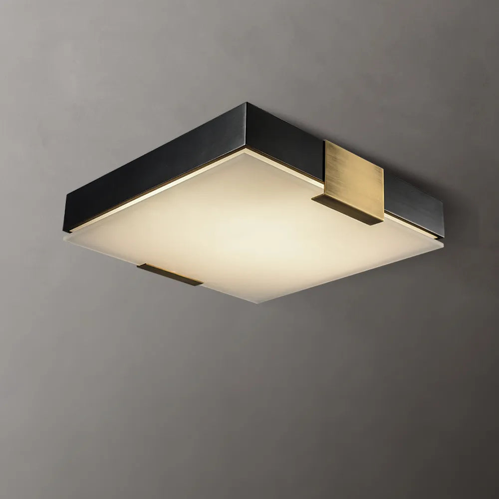 Modern All Brass & Glass Flush mount Ceiling Lights in Black - view 1