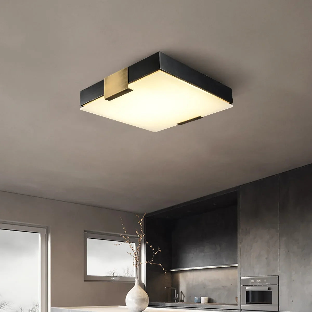 Modern All Brass & Glass Flush mount Ceiling Lights in Black - view 3