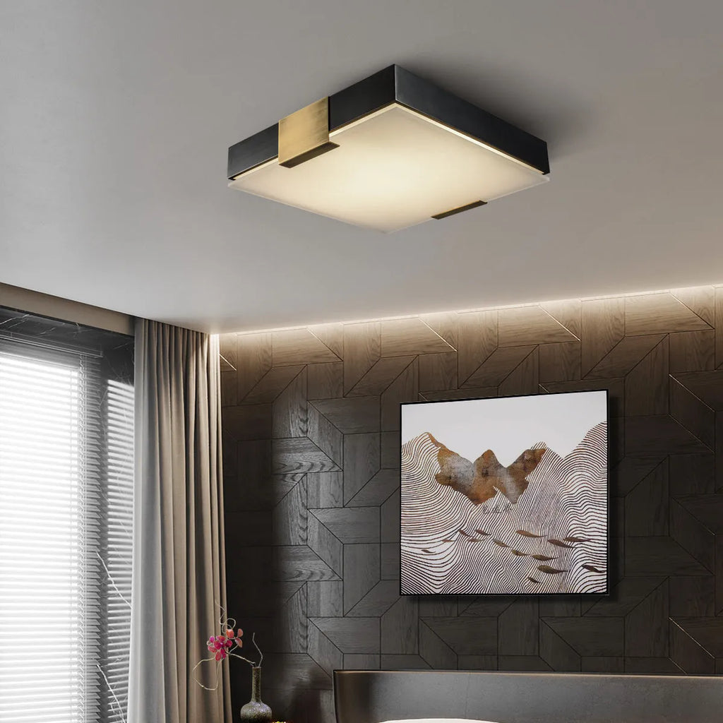Modern All Brass & Glass Flush mount Ceiling Lights in Black - view 4