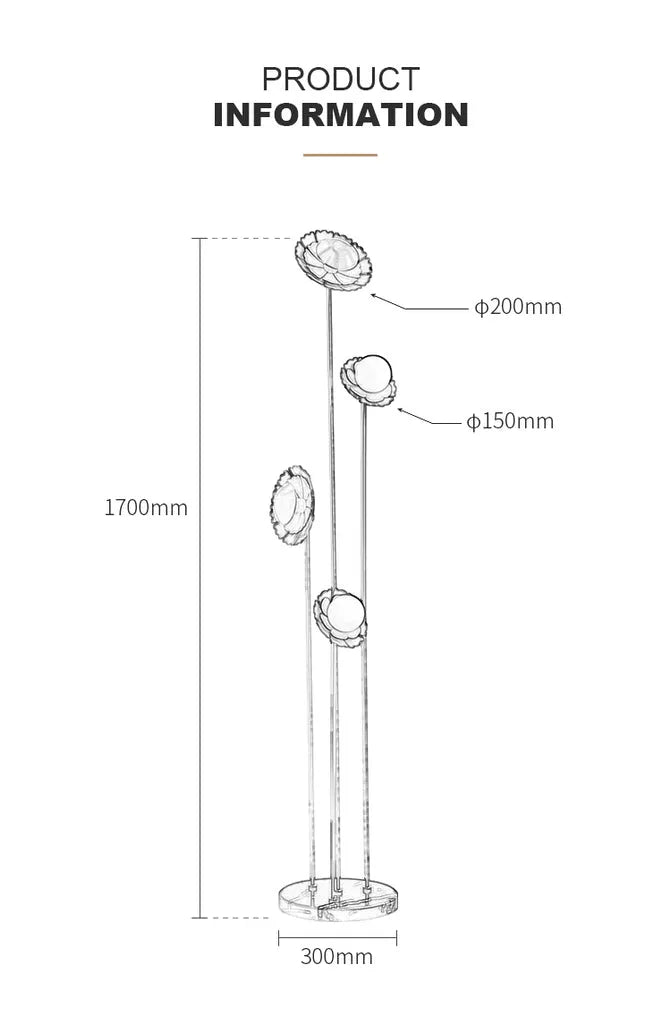 Art Decor 4-Light Flower Floor Lamp Modern in Brass - view 11