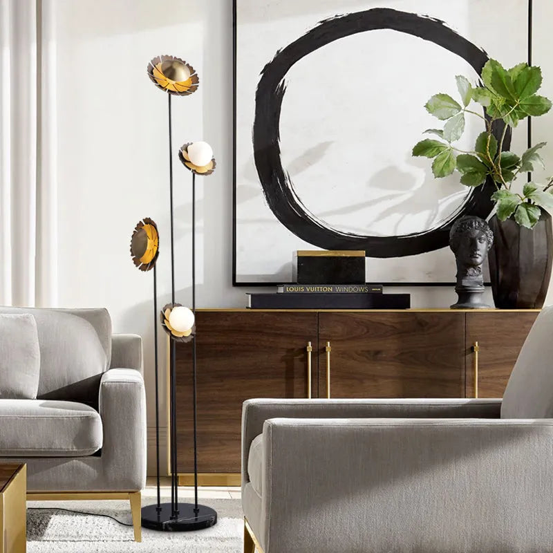 Art Decor 4-Light Flower Floor Lamp Modern in Brass - view 3