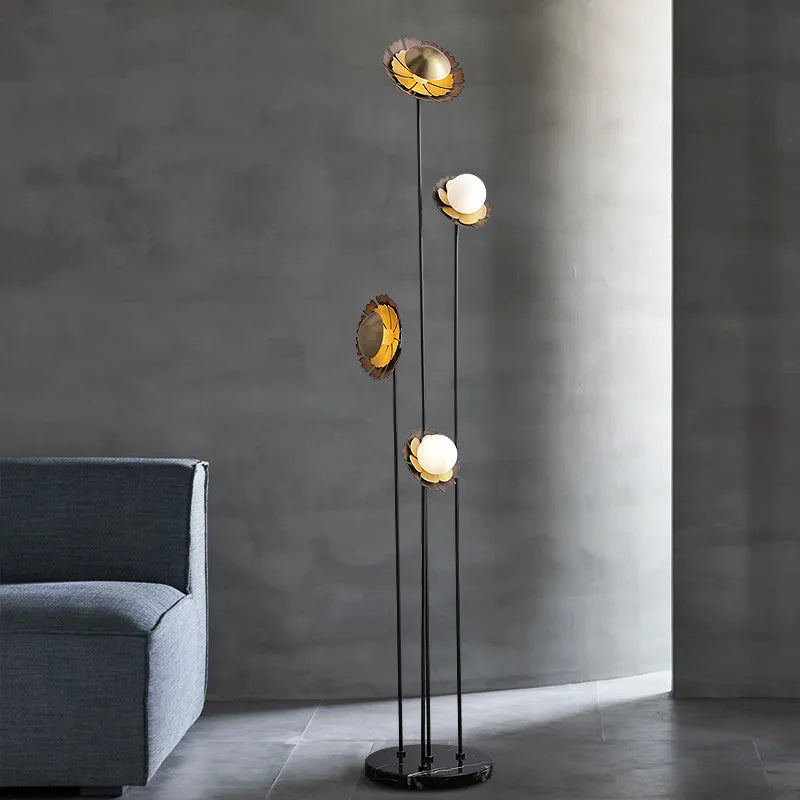 Art Decor 4-Light Flower Floor Lamp Modern in Brass - view 5