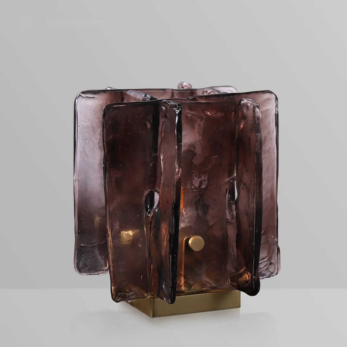 Modern Art Glass Square Shade Table Lamps in Amber - view 2