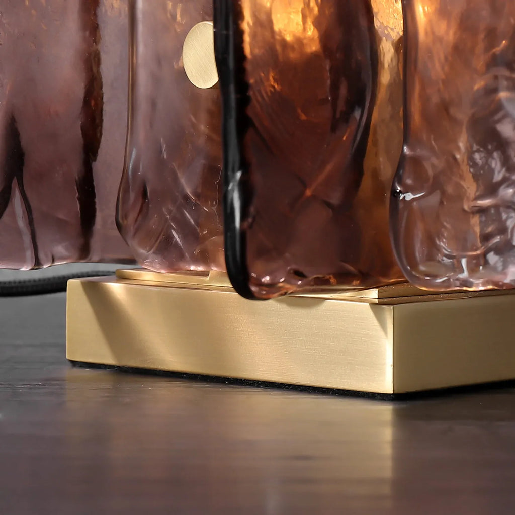 Modern Art Glass Square Shade Table Lamps in Amber - view 7