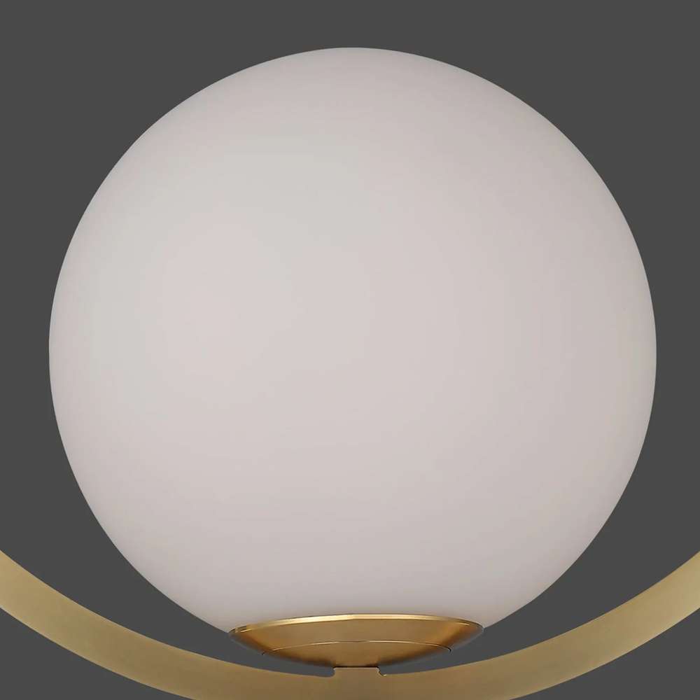 Modern Globe Ball Ring Glass Shade Hanging Lamp in Brass - view 6
