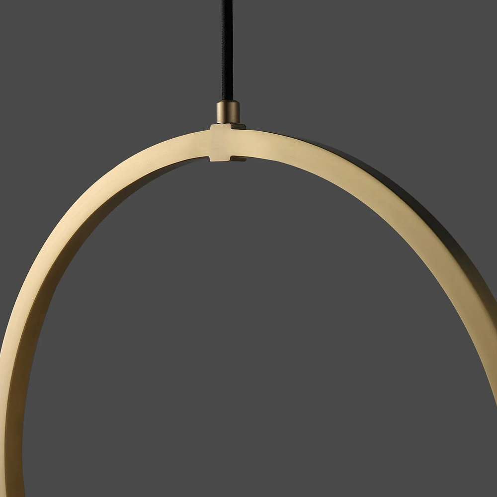 Modern Globe Ball Ring Glass Shade Hanging Lamp in Brass - view 7
