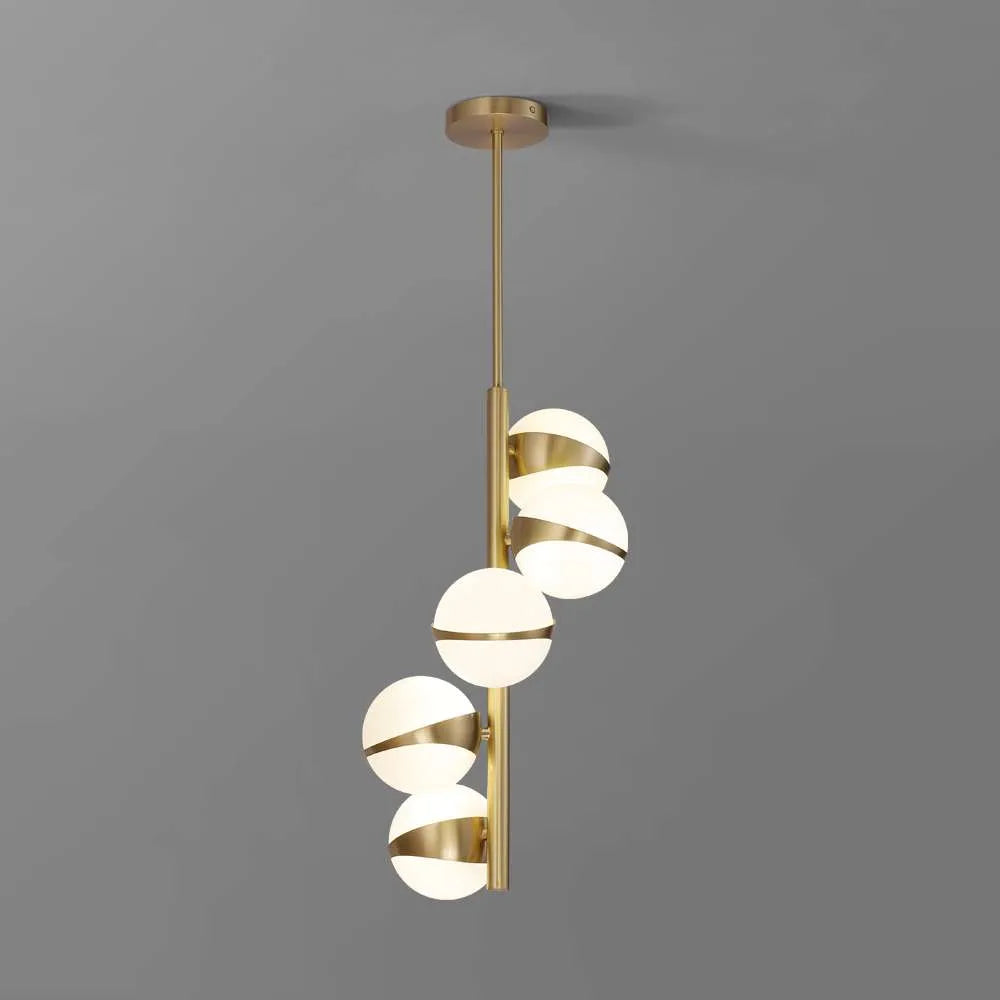 Nordic 5-Light Glass Globe Pendant Lights Hanging Lamp - view 1