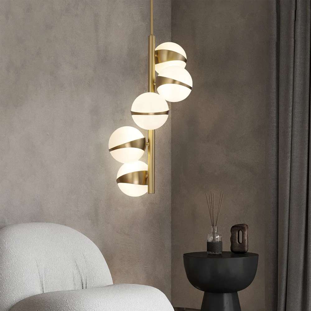 Nordic 5-Light Glass Globe Pendant Lights Hanging Lamp - view 4