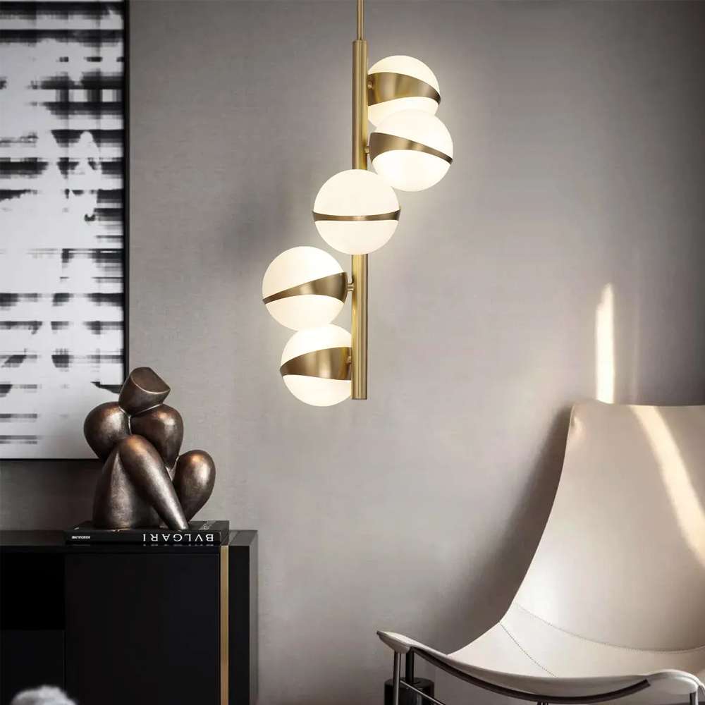Nordic 5-Light Glass Globe Pendant Lights Hanging Lamp - view 5