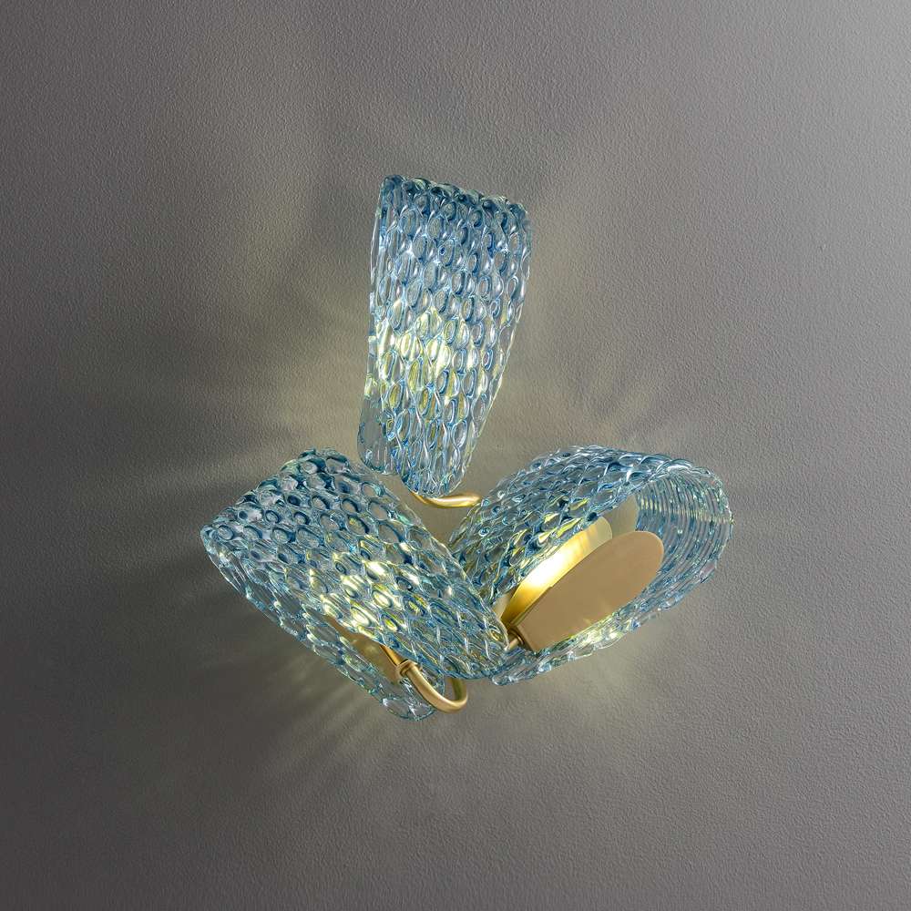 Blue Floral Art Decor Glass Sconce Wall Light Fixture - view 1