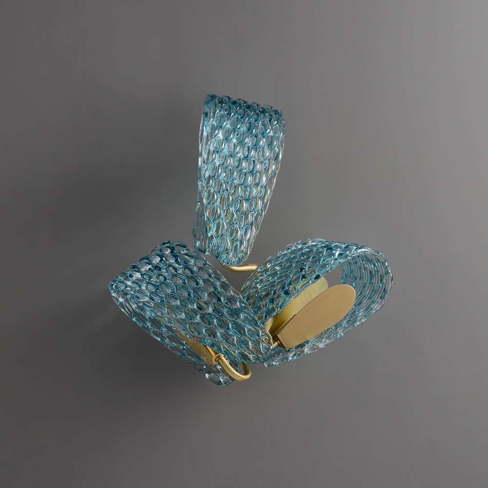 Blue Floral Art Decor Glass Sconce Wall Light Fixture - view 2