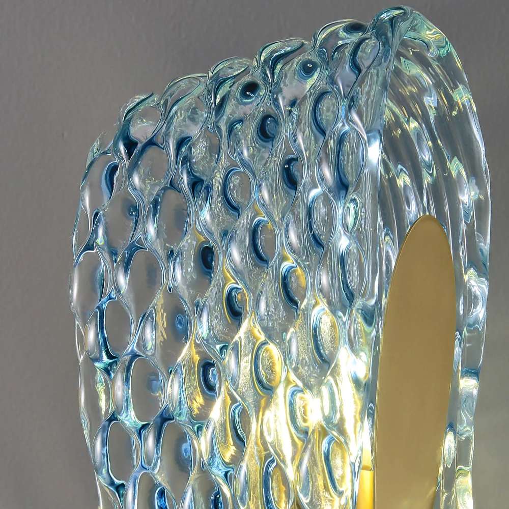 Blue Floral Art Decor Glass Sconce Wall Light Fixture - view 6