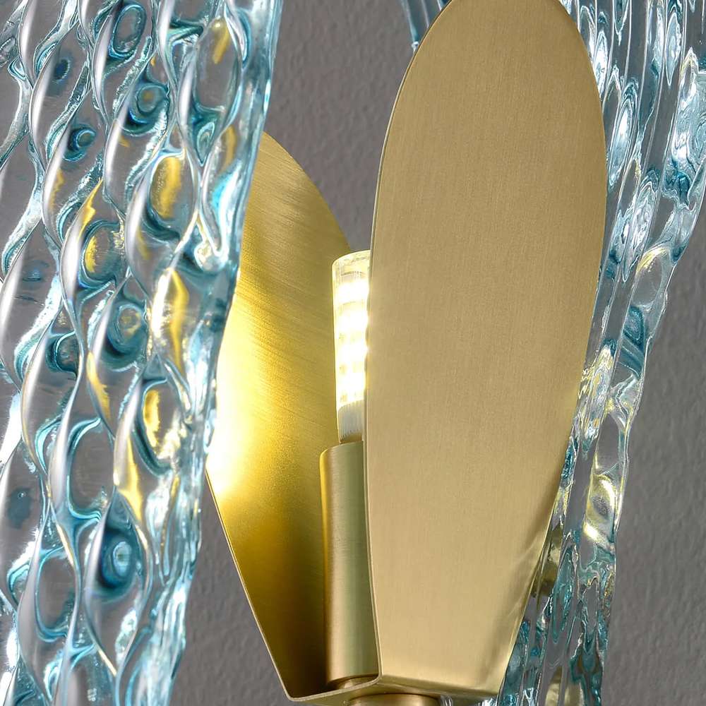 Blue Floral Art Decor Glass Sconce Wall Light Fixture - view 7