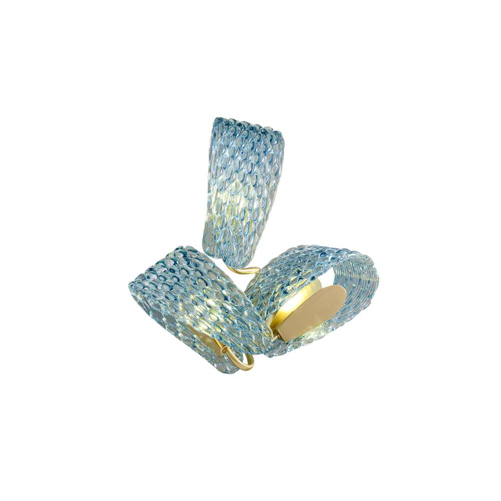 Blue Floral Art Decor Glass Sconce Wall Light Fixture - view 9