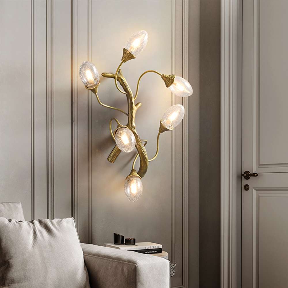 Modern Glass Wall Light Fixture With Tree Branches Shape - view 2