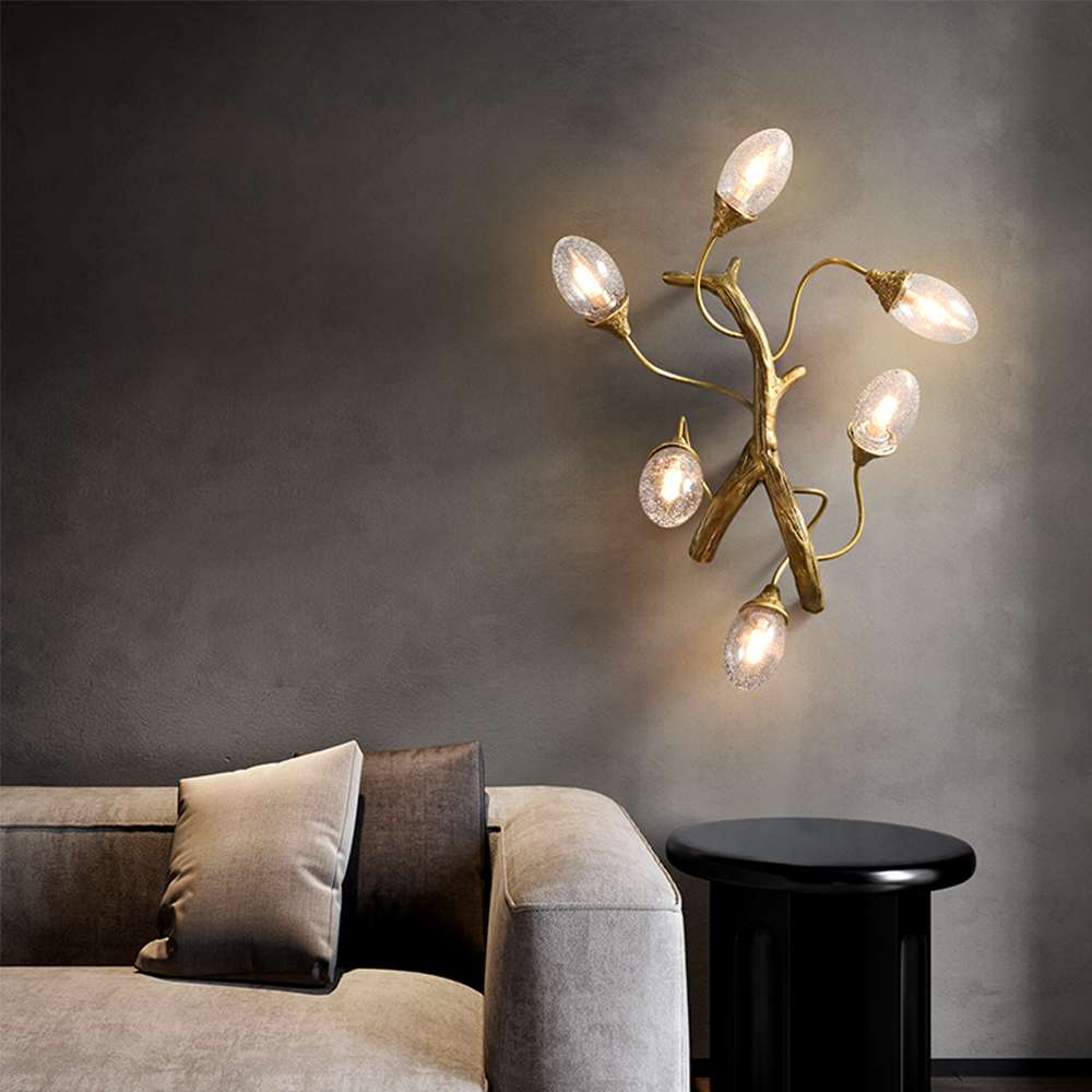 Modern Glass Wall Light Fixture With Tree Branches Shape - view 4