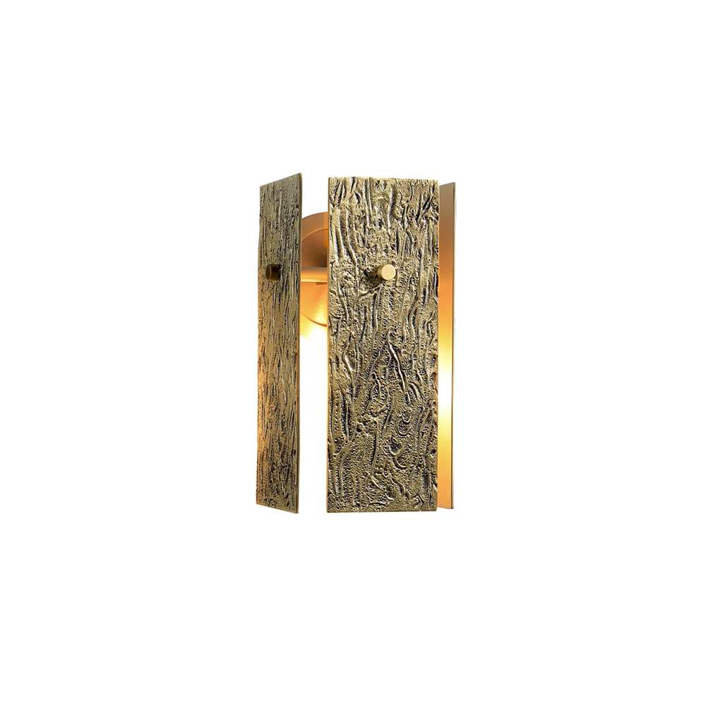 Modern Brass Bark Texture Vouvray Sconce With Brass Circular Backplate - view 7