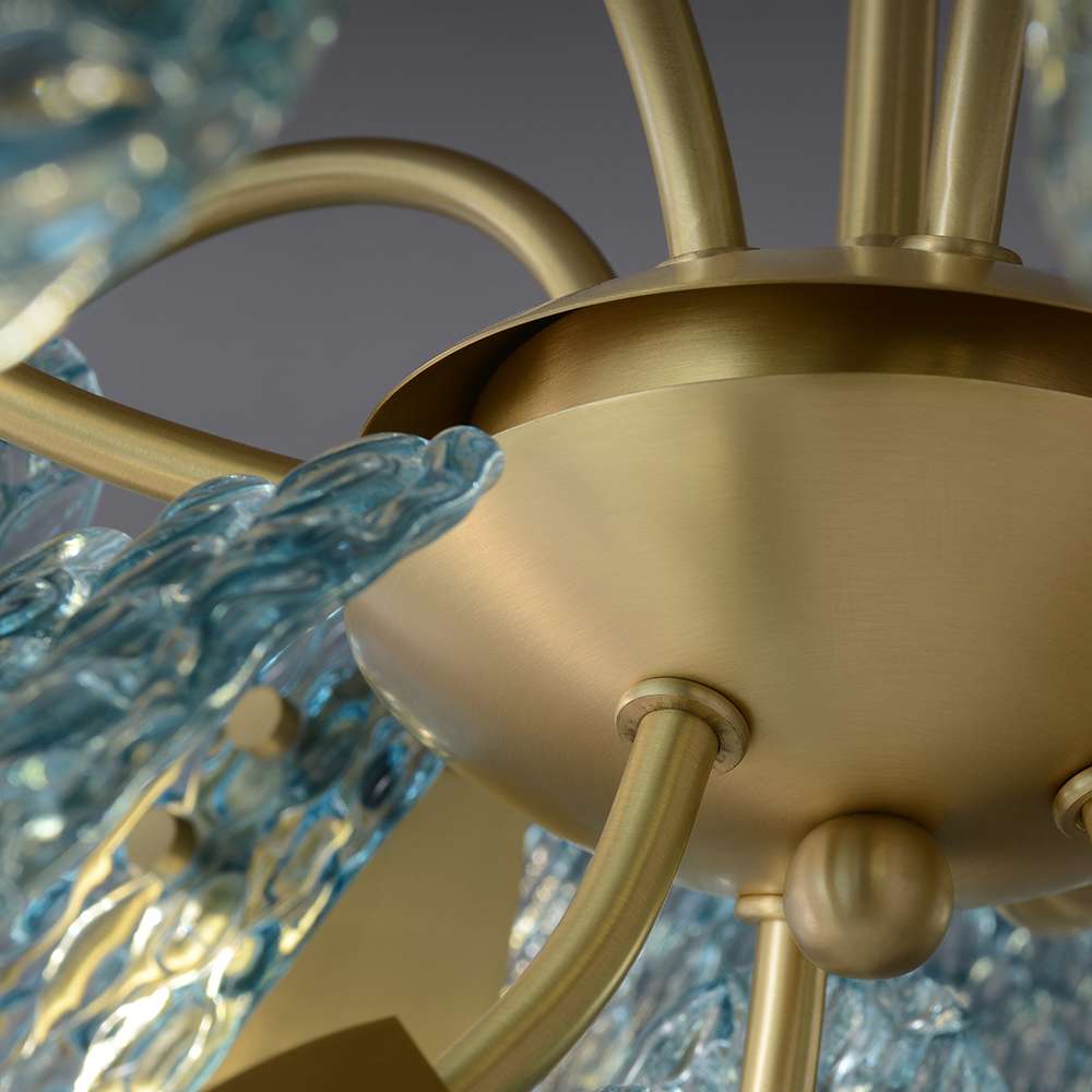 Modern Chandelier Lights with Blue Flower Cluster Glass Shade - view 6