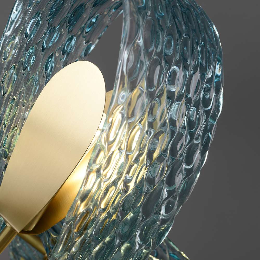 Modern Chandelier Lights with Blue Flower Cluster Glass Shade - view 7